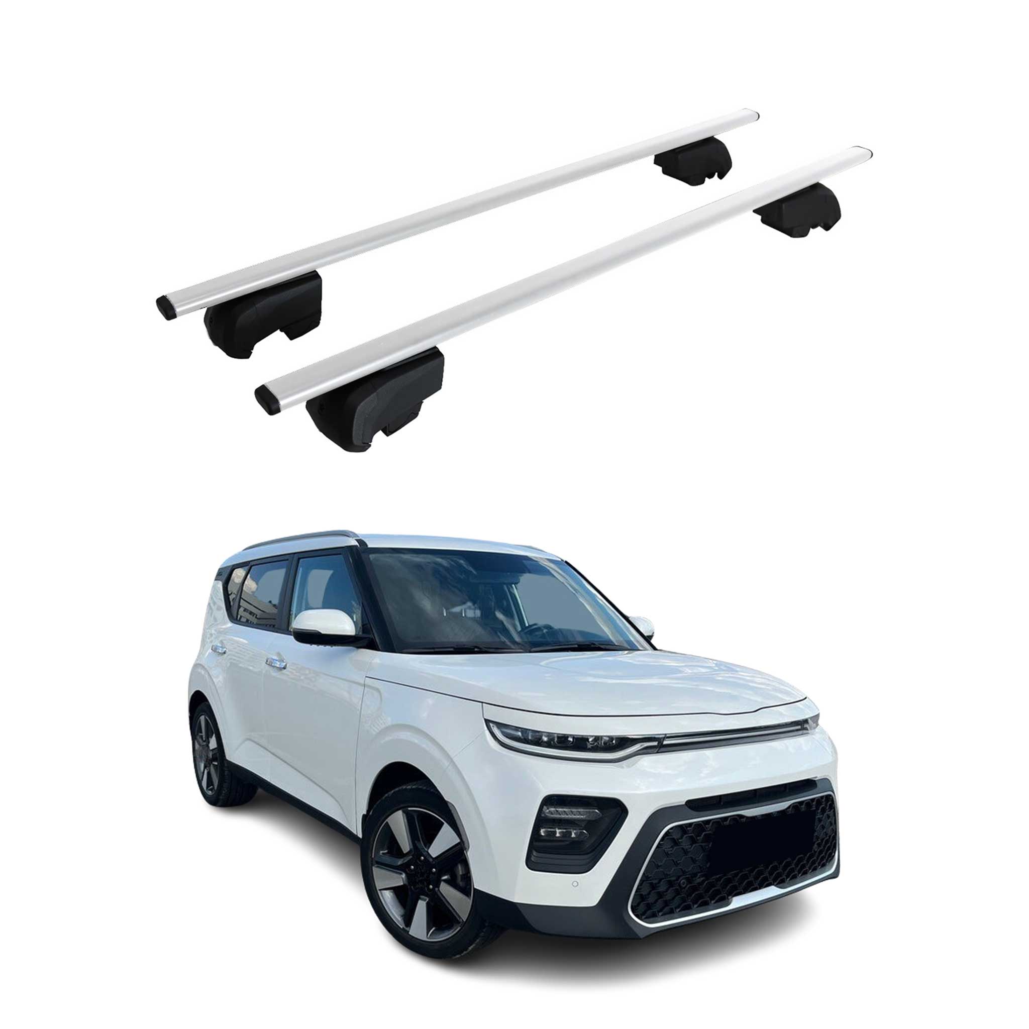 Barres de toit Transversales pour Kia Soul X-Line 2020-2023 Fer Argent ABE