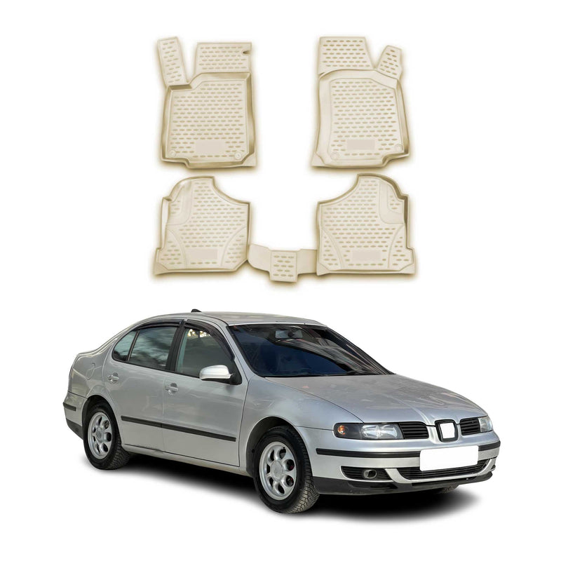 Tapis de sol pour Seat Toledo 1998-2004 en caoutchouc TPE 3D Beige 4Pcs