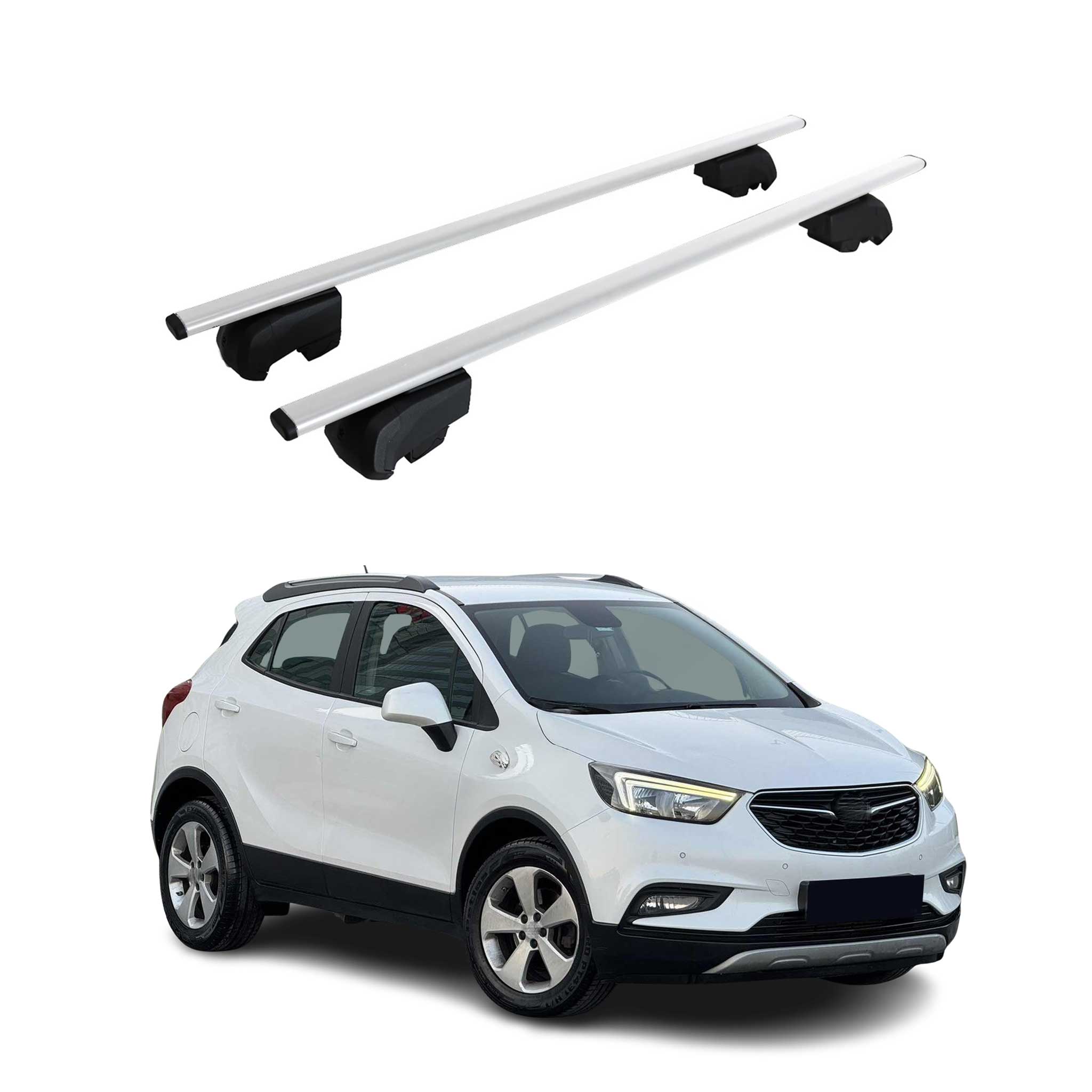 Barres de toit Transversales pour Opel Mokka X 2016-2019 Fer Argent ABE
