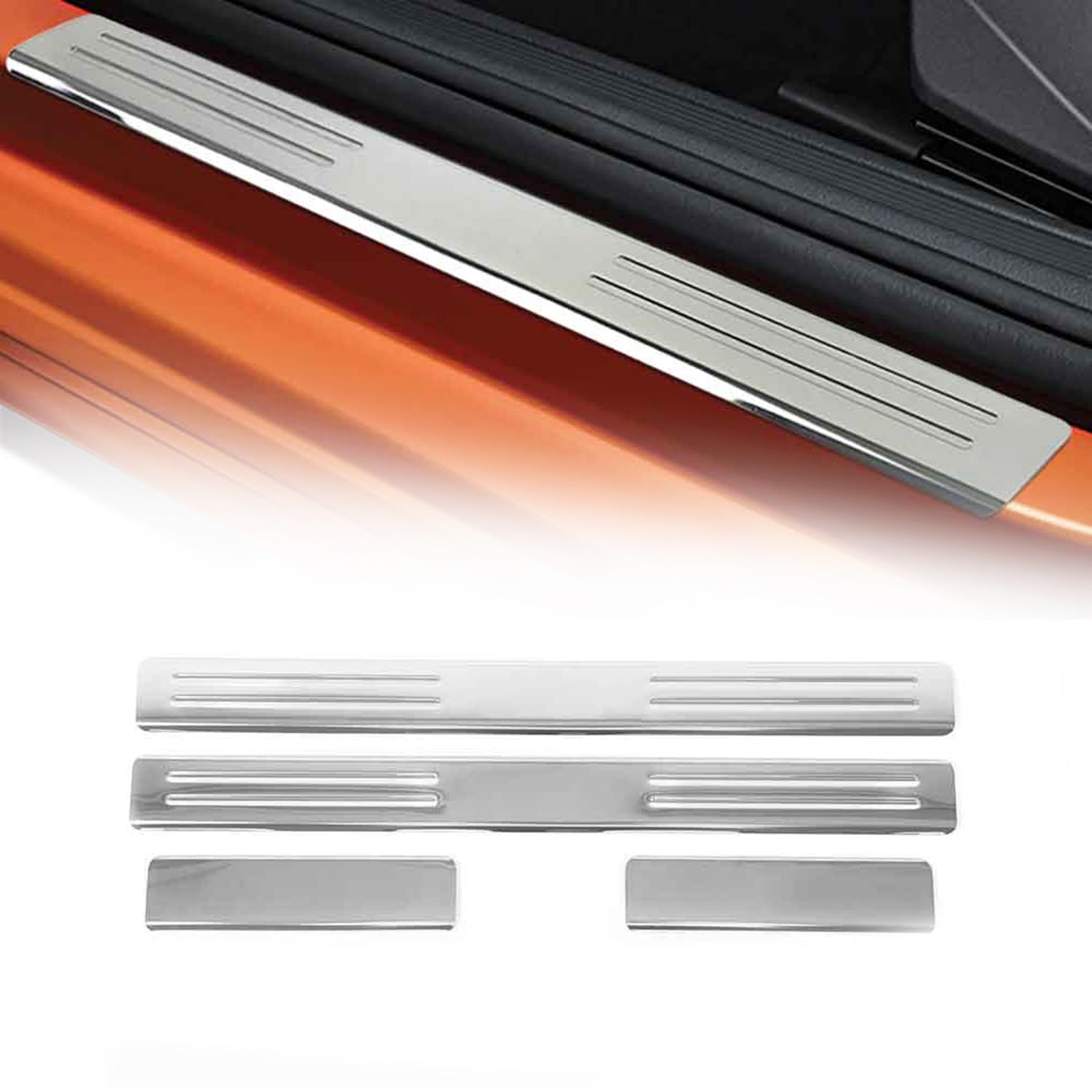 Couverture de Seuil de porte pour VW Polo 2017-2020 acier inox chromé 4 Pcs