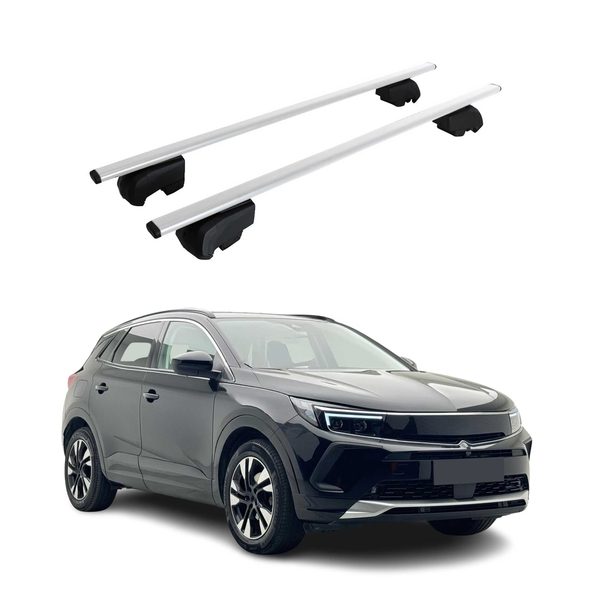 Barres de toit Transversales pour Opel Grandland 2017-2024 Fer Argent ABE