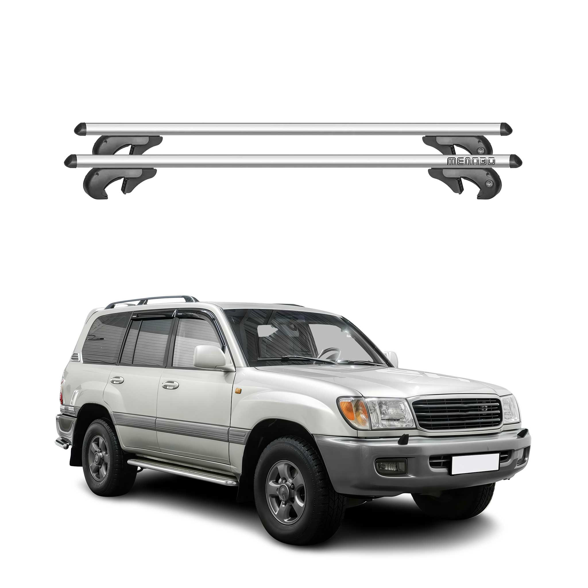 Barres de toit transversales pour Toyota Land Cruiser J100 1998-2007 Alu Gris 2x