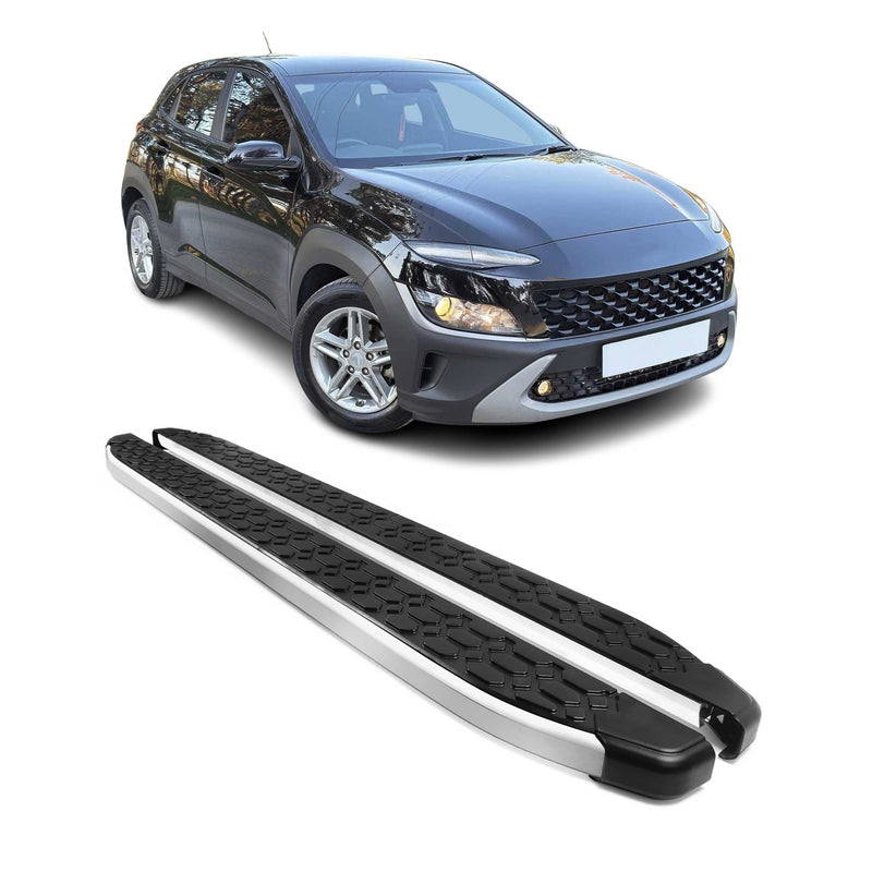 Marchepieds Latéraux pour Hyundai Kona 2018-2024 Gris Noir Aluminium 2Pcs