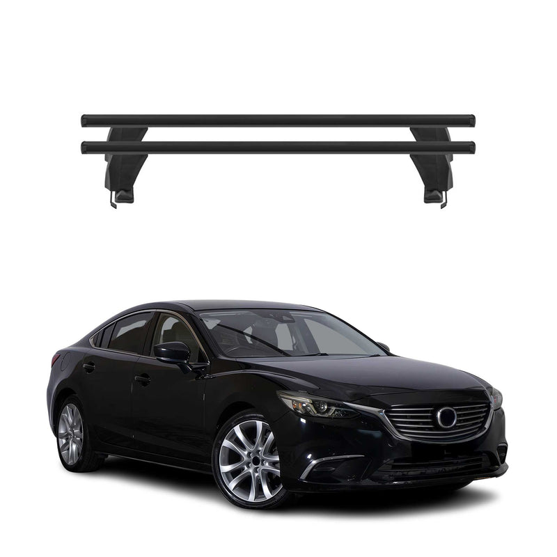 Menabo Barres de toit Transversales pour Mazda 6 2012-2017 Alu Noir ABE 2x