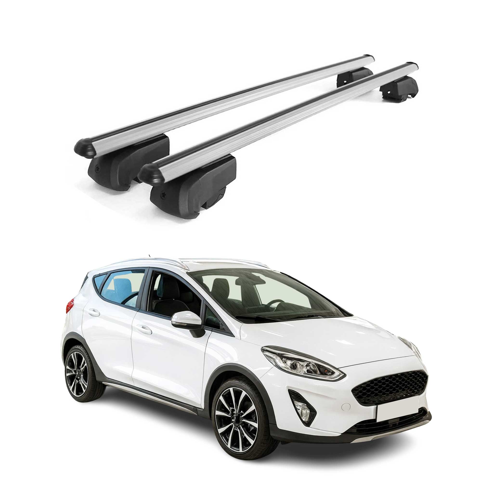 Barres de toit Transversales pour Ford Fiesta Active 2018-2023 Alu Gris ABE