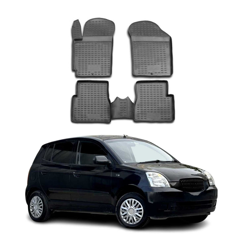 Tapis de sol pour Kia Picanto 2004-2011 en caoutchouc TPE 3D Noir 4Pcs