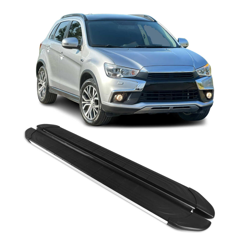 Marchepieds Latéraux pour Mitsubishi ASX 2010-2024 Aluminium Gris Noir 2Pcs