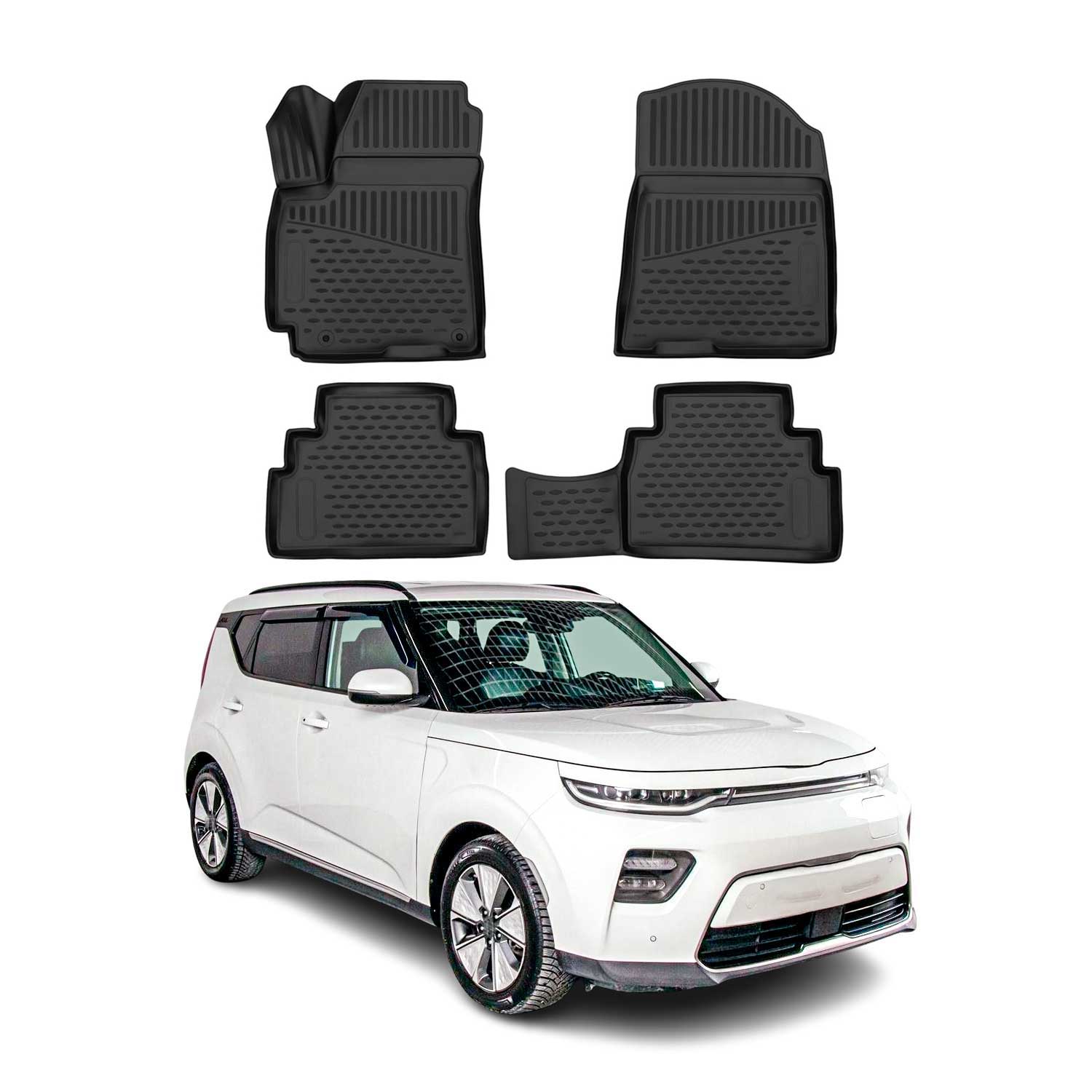 OMAC Tapis de sol pour Kia Soul 2020-2025 sur mesure en caoutchouc Noir