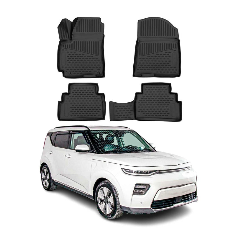 OMAC Tapis de sol pour Kia Soul 2020-2025 sur mesure en caoutchouc Noir