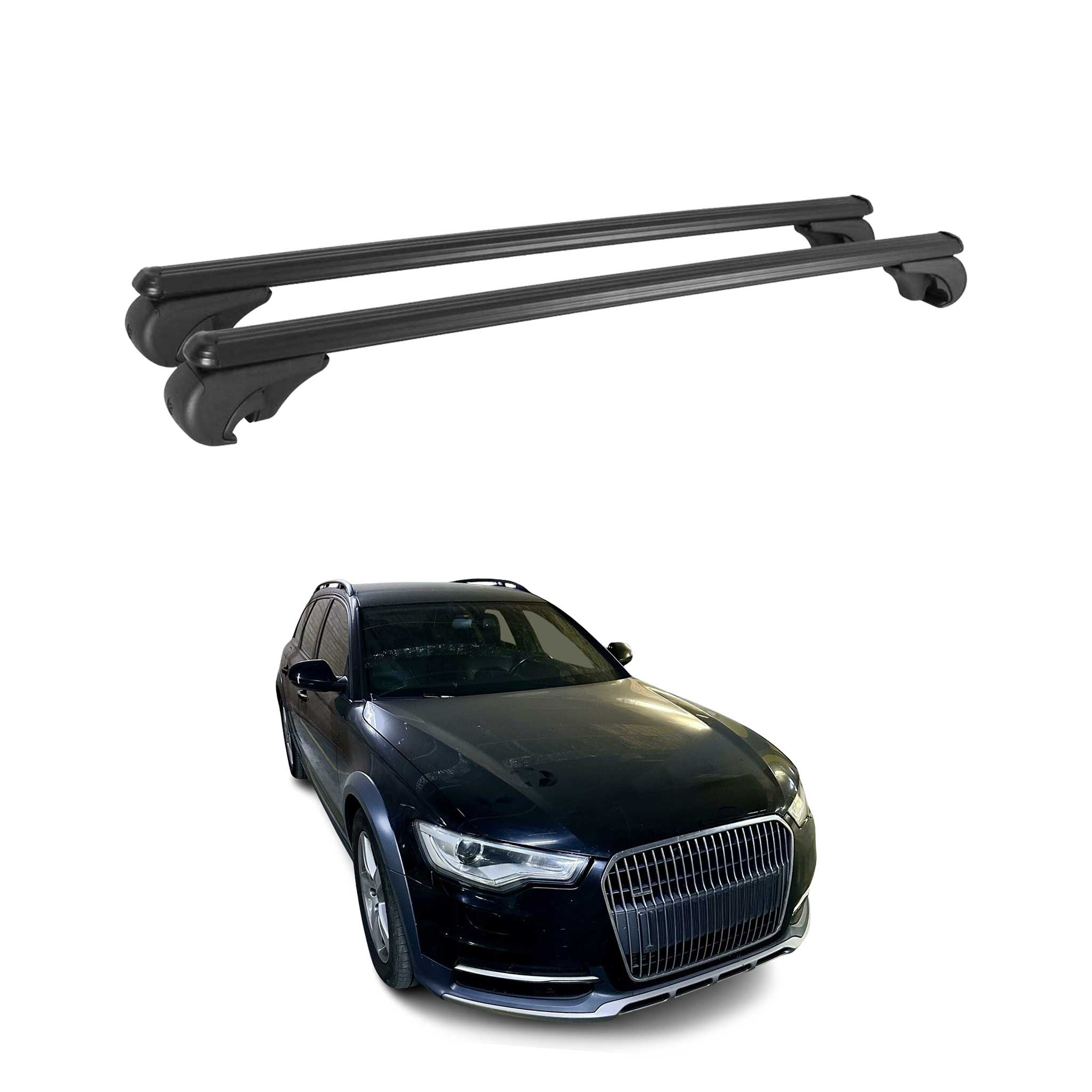 Barres de toit transversales pour Audi A6 C7 4GH 4GJ Allroad 2012-2018 Alu Noir