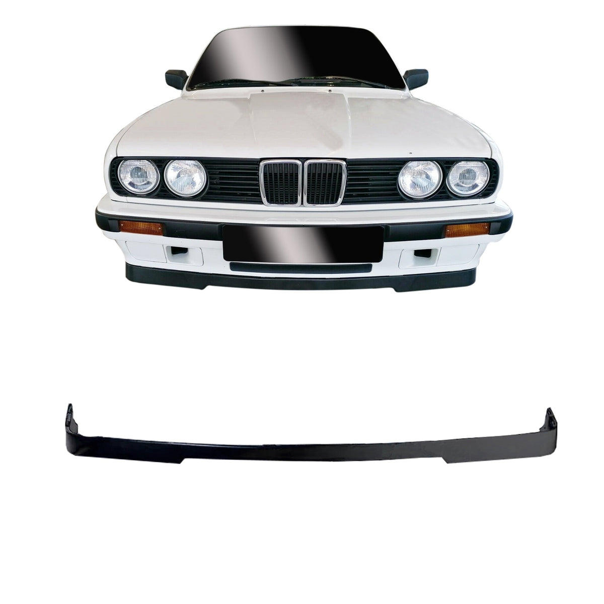 JOM Lèvre de Pare-choc Avant pour BMW E30 1982-1994 Noir Mat Sport Look