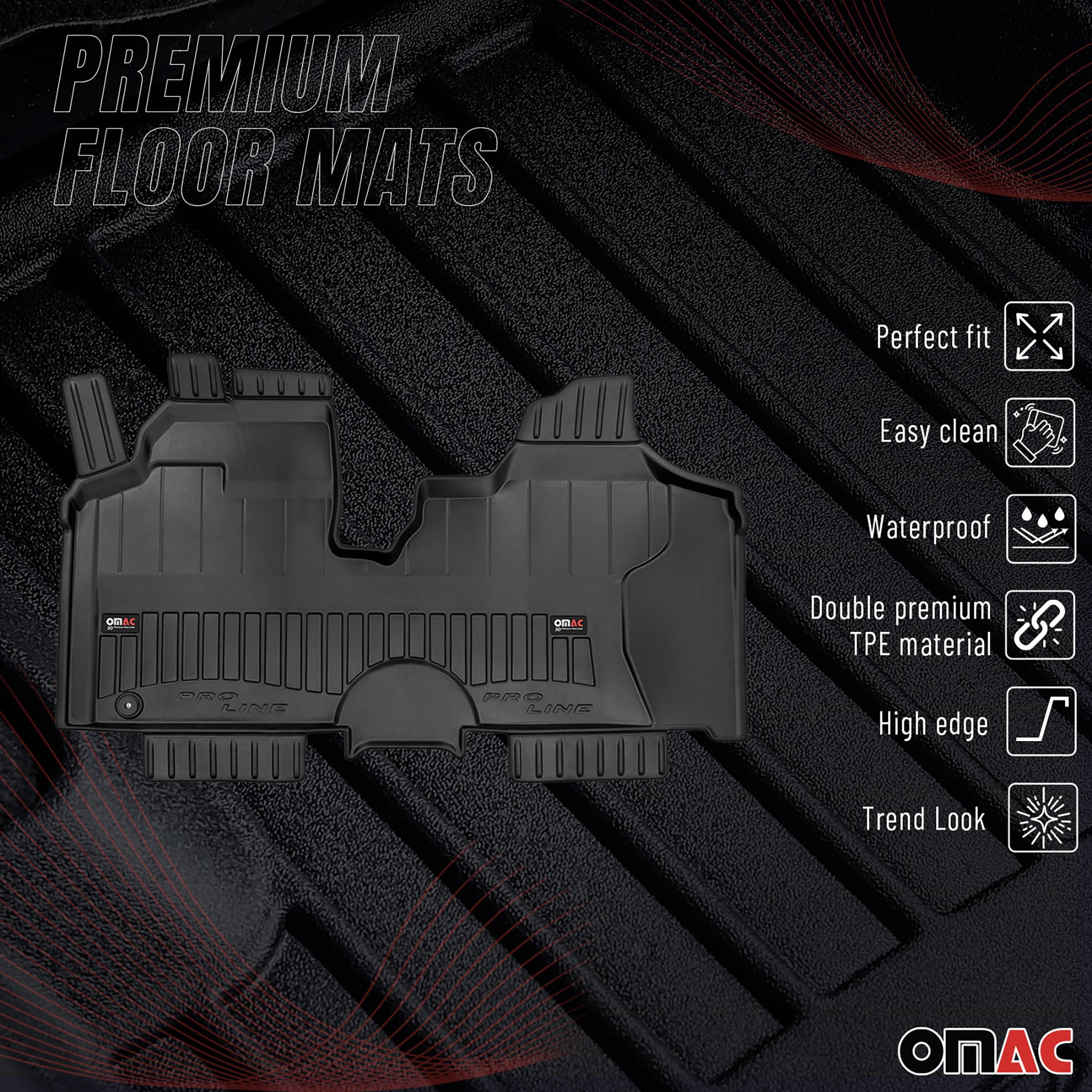 Tapis de Sol pour Fiat Scudo 2007-2016 OMAC Premium TPE Noir