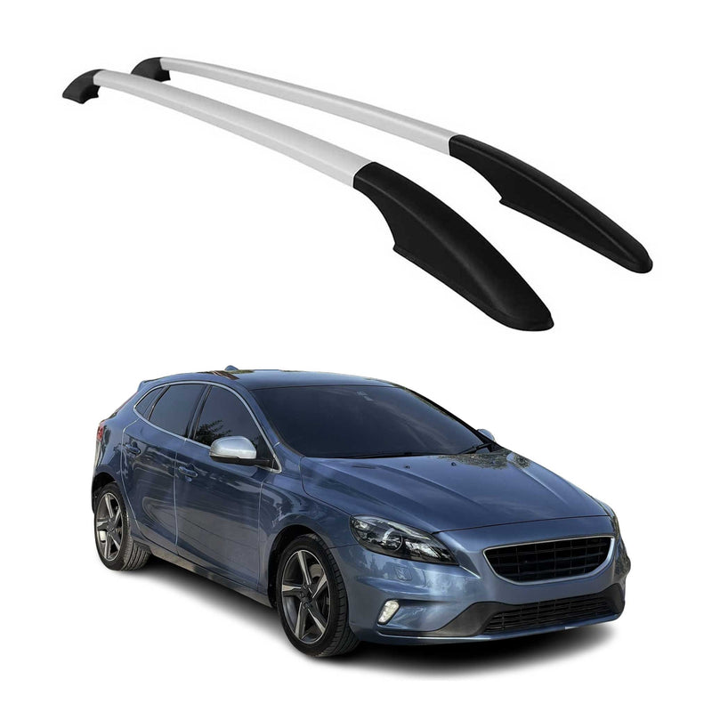 Barres de toit longitudinales pour Volvo V40 2012-2019 en Alu gris