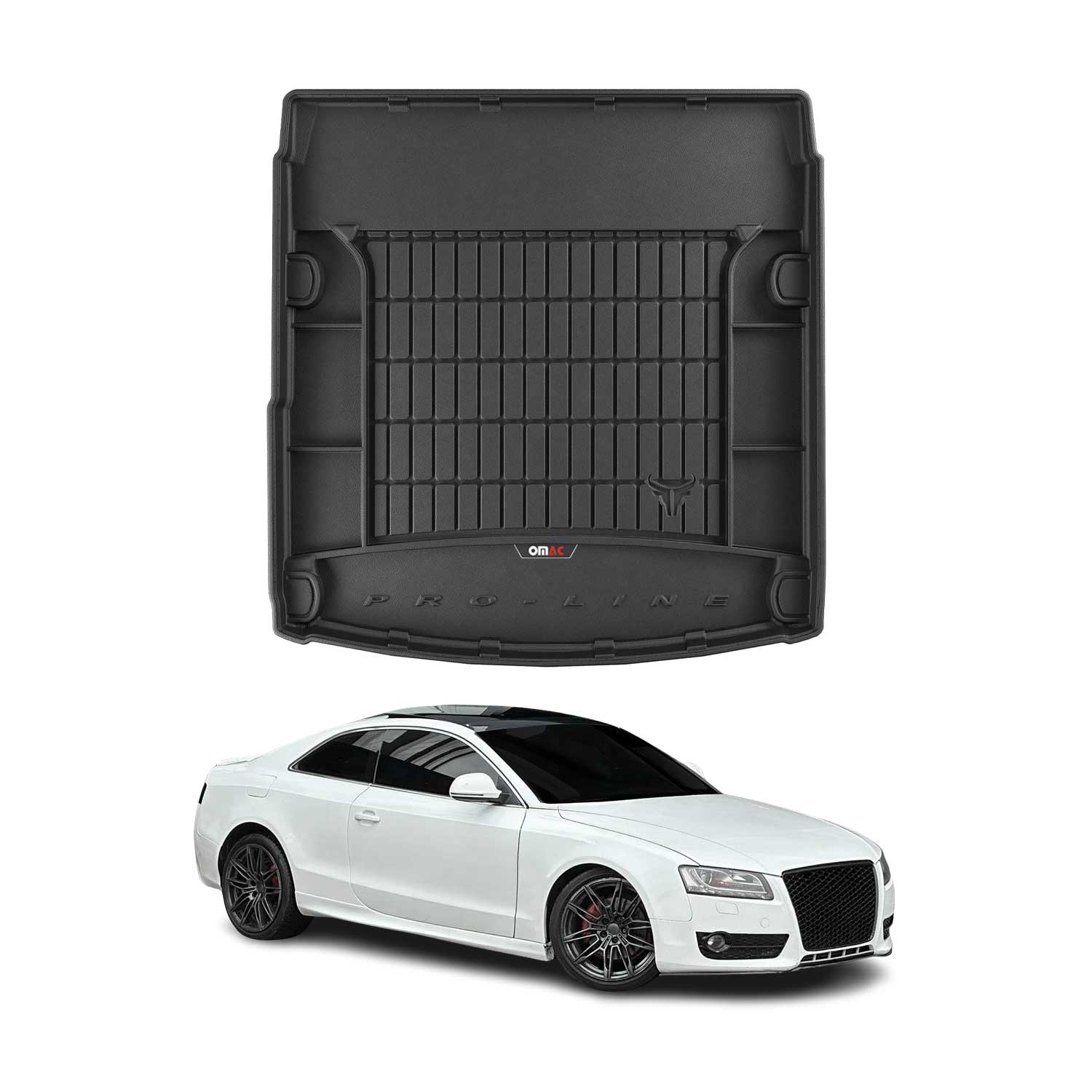OMAC Tapis de coffre caoutchouc pour Audi A5 8T3 Coupé 2007-2016 Noir Premium