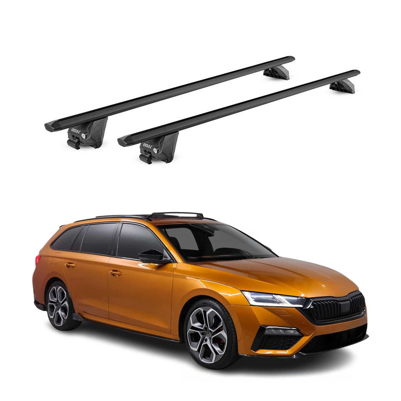 Barres de toit transversales pour Skoda Octavia SW NX 2020-2025 Alu Noir 2x ABE