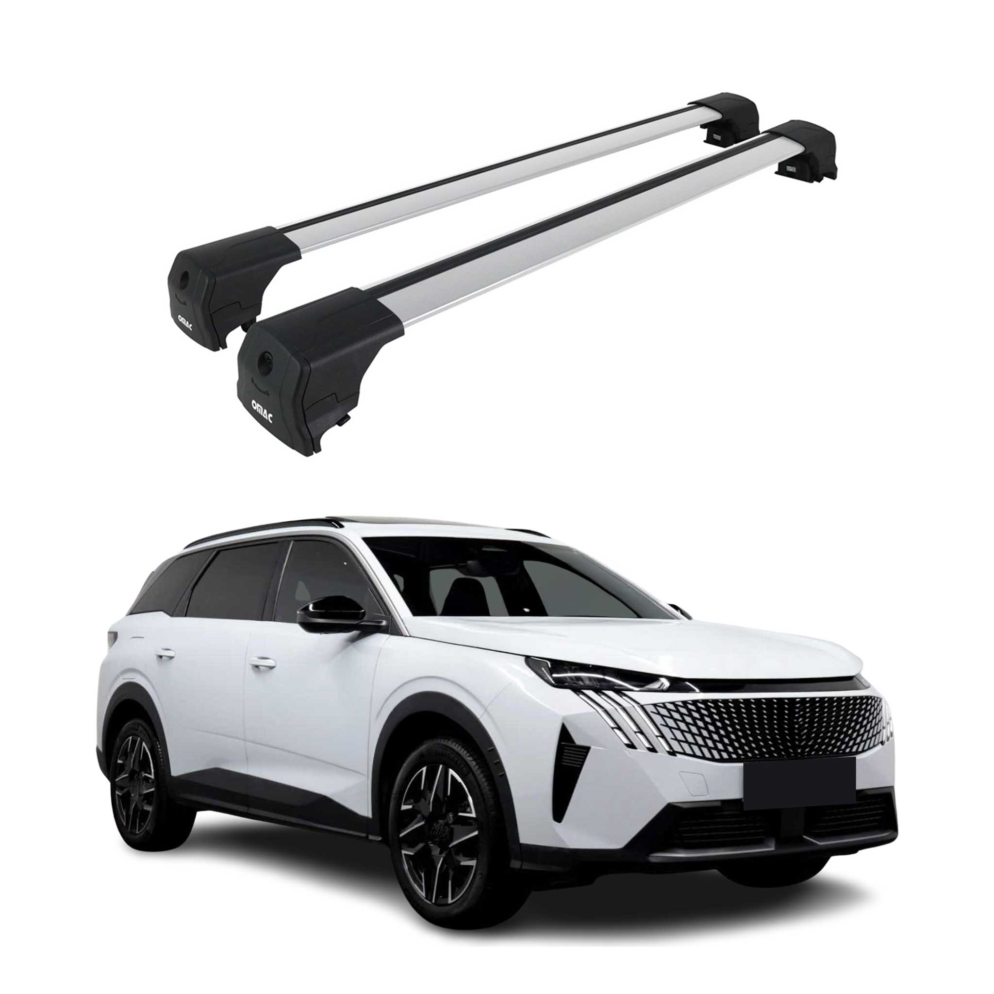 Barres De Toit Transversales pour Peugeot 5008 III 2024-2026 Gris Alu 2Pcs