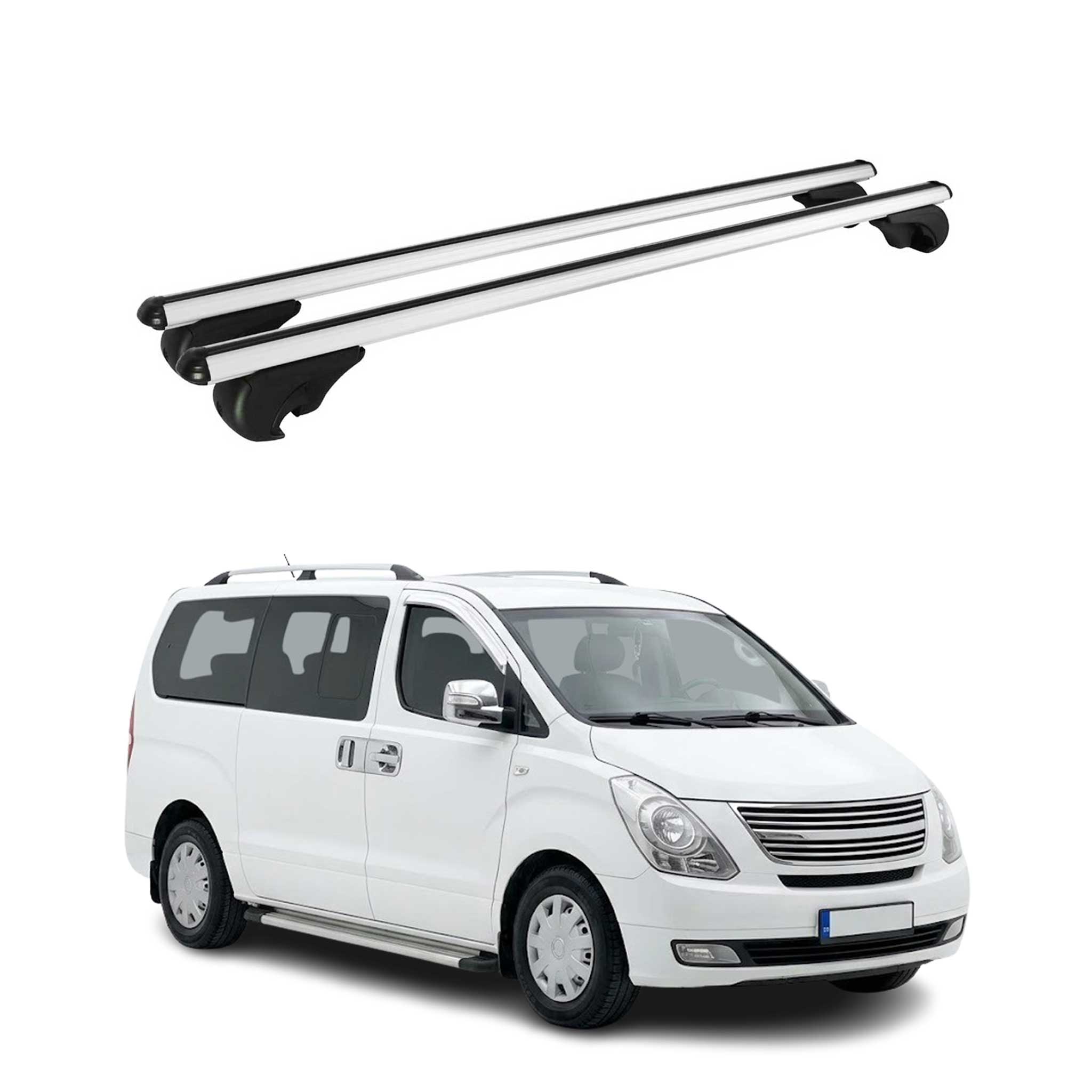 Barres de toit Transversales pour Hyundai H-1 Starex II 2007-2021 TÜV Alu Gris
