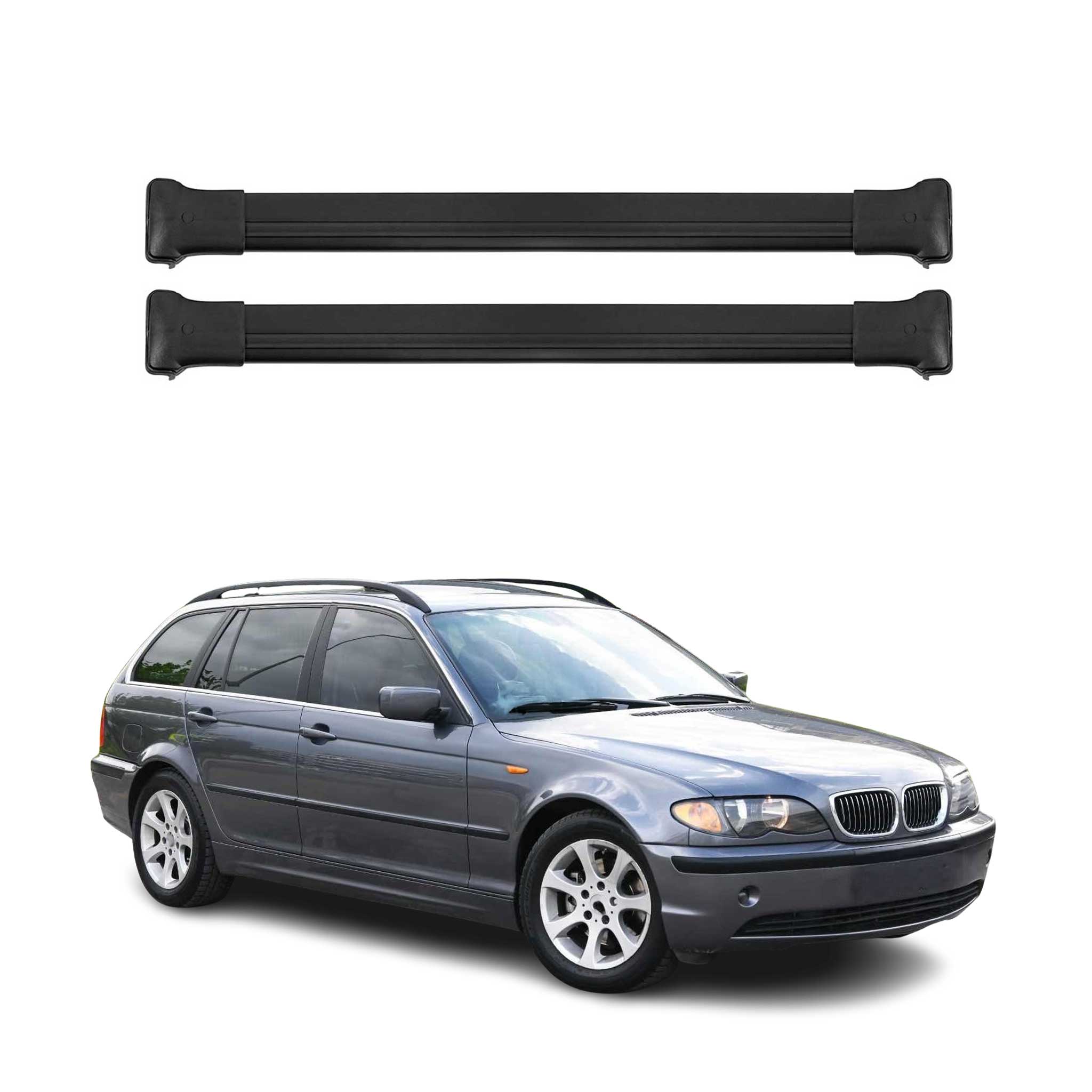 Barres de toit transversales pour BMW Série 3 E46 Break 1999-2007 Alu Noir