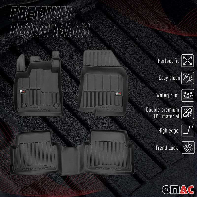 OMAC Tapis de sol sur mesure noir pour Dacia Jogger 2021-2025 3 pièces en TPE