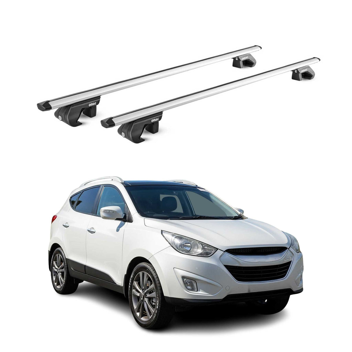 Barres de toit transversales ABE pour Hyundai IX35 LM 2010-2015 5 P Alu Gris 2x