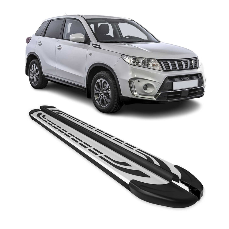 Marchepieds Latéraux pour Suzuki Vitara 2015-2024 Aluminium Gris Noir 2x