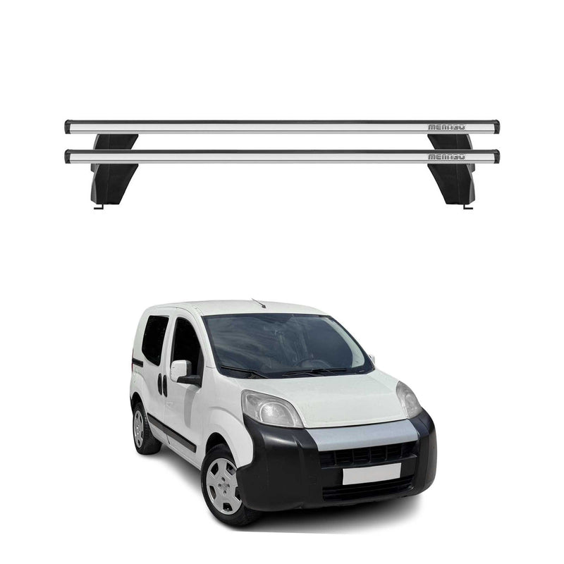 Menabo Barres de toit Transversales pour Fiat Fiorino III 2007-2016 Alu Gris ABE