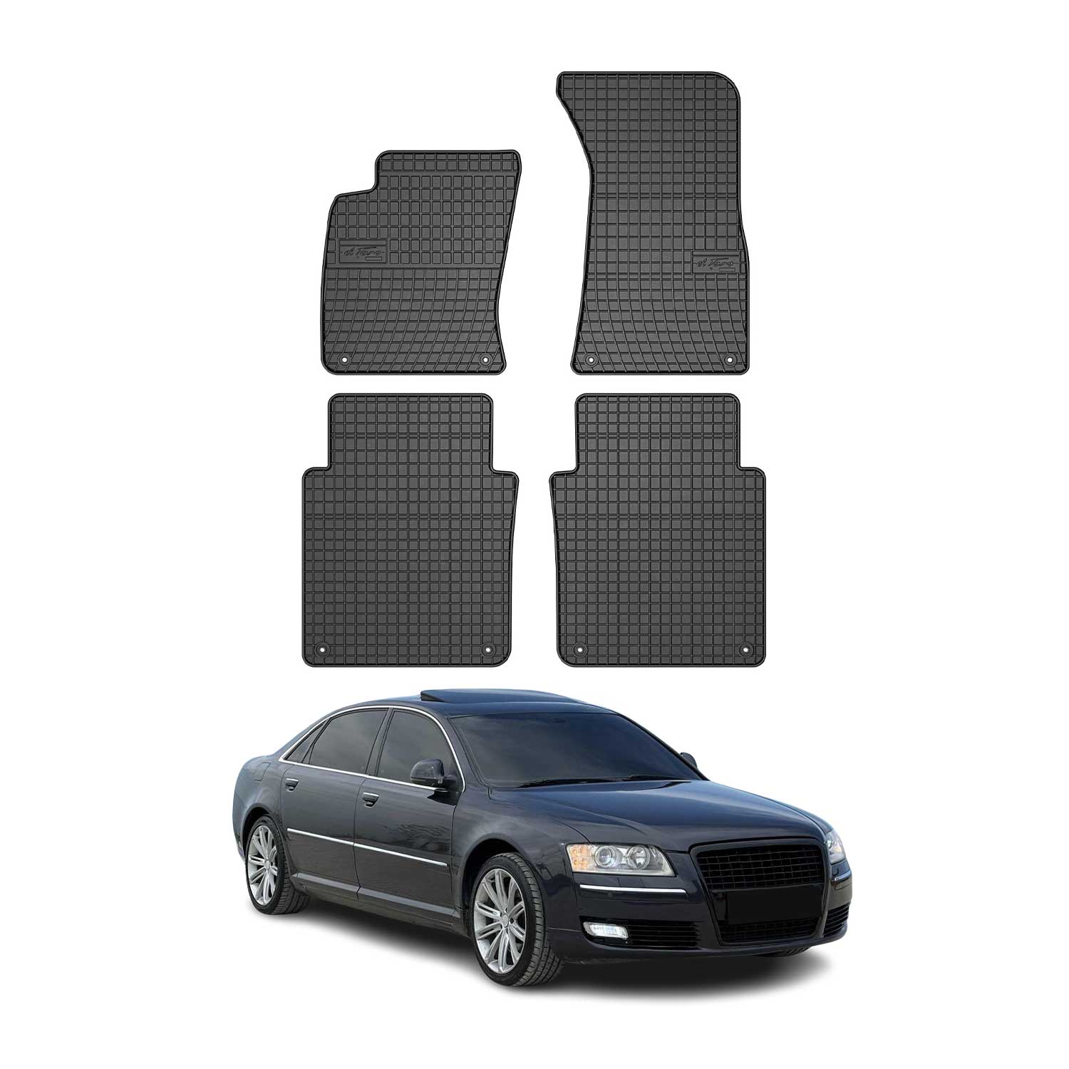 OMAC Tapis de sol pour Audi A8 D3 Long version 2002-2010 Noir en caoutchouc
