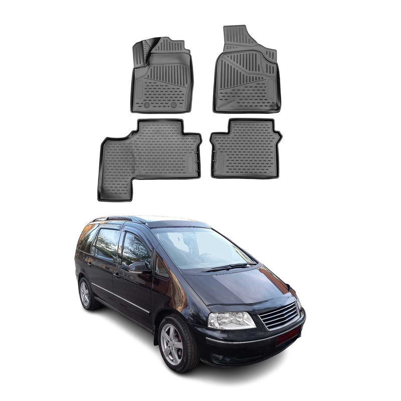 Tapis de sol pour Seat Alhambra 1995-2010 en caoutchouc TPE 3D Noir 4Pcs