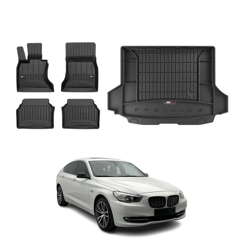 OMAC Kit Tapis de sol et coffre pour BMW Série 5 Gran Turismo F07 2009-2017 Noir