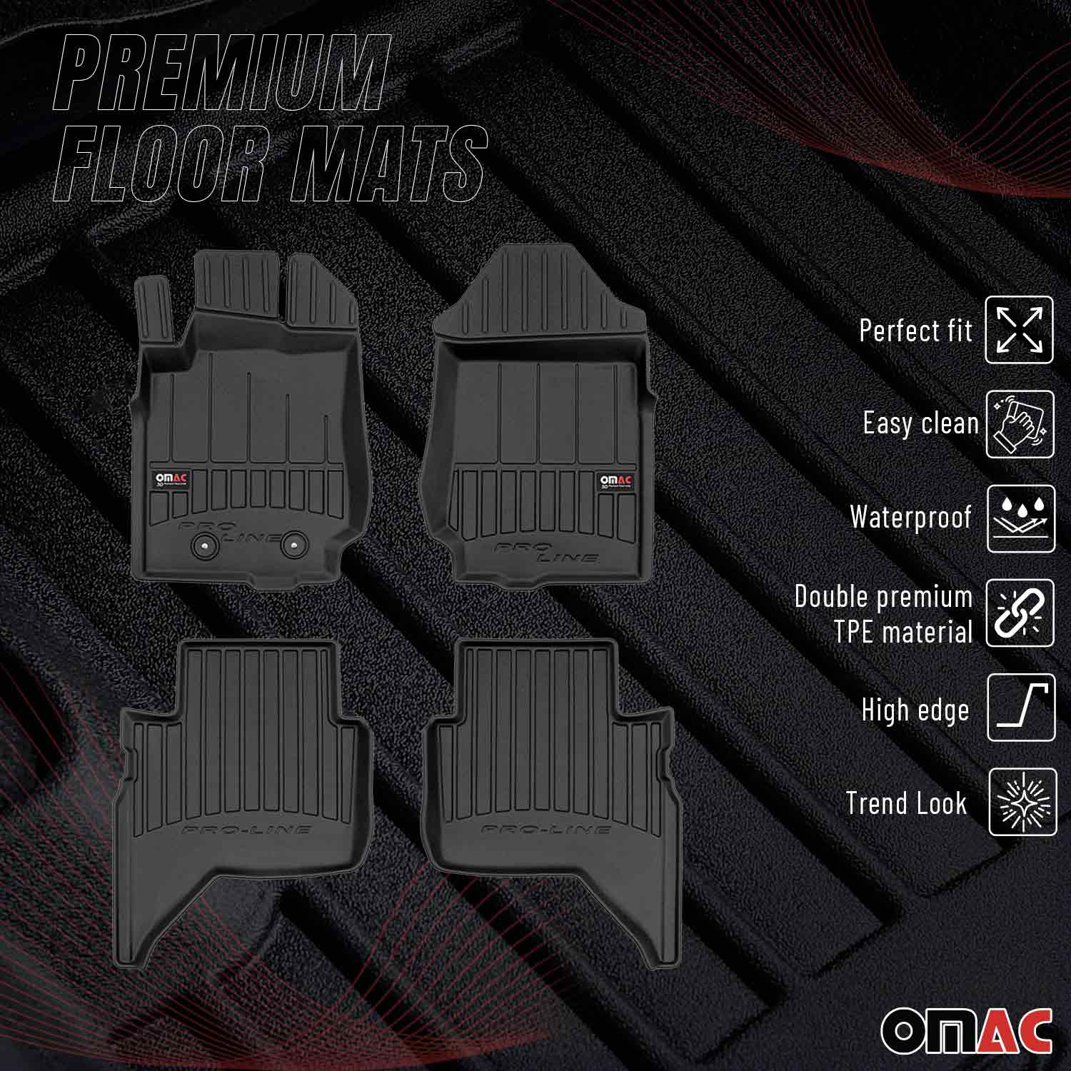 OMAC Tapis de sol en caoutchouc pour Ford Ranger 2011-2023 Noir Premium