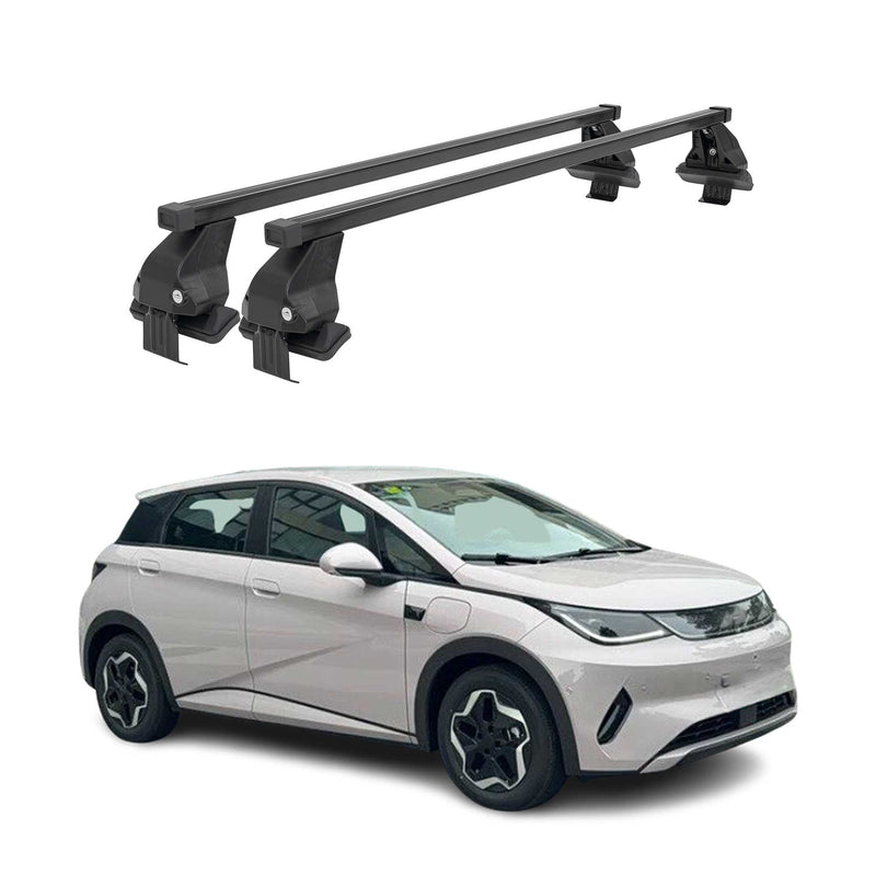 Menabo Barres de toit Transversales pour BYD Dolphin 2024-2025 Noir Acier 2x
