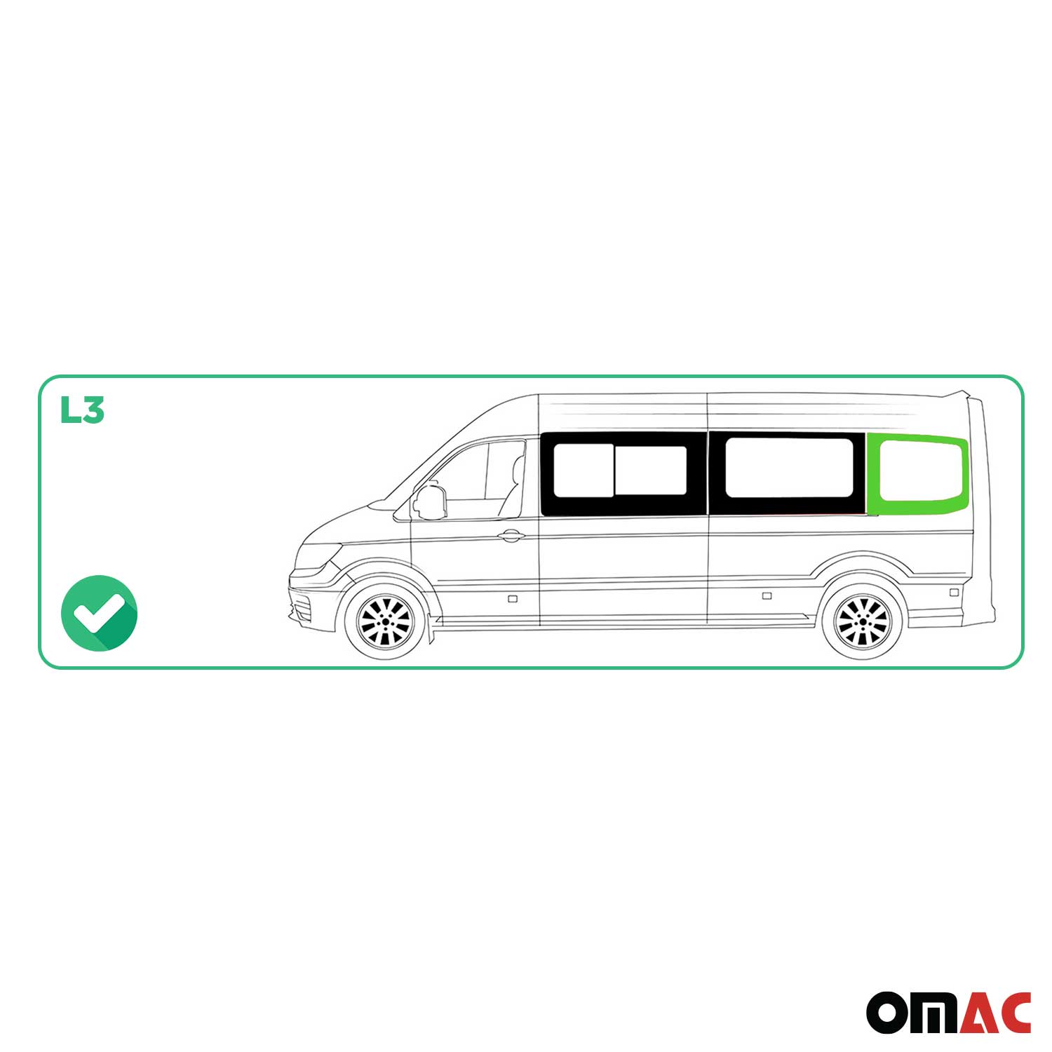 Vitre de Porte pour VW Crafter 2017-2025 L3 Arrière Gauche Verre fixe