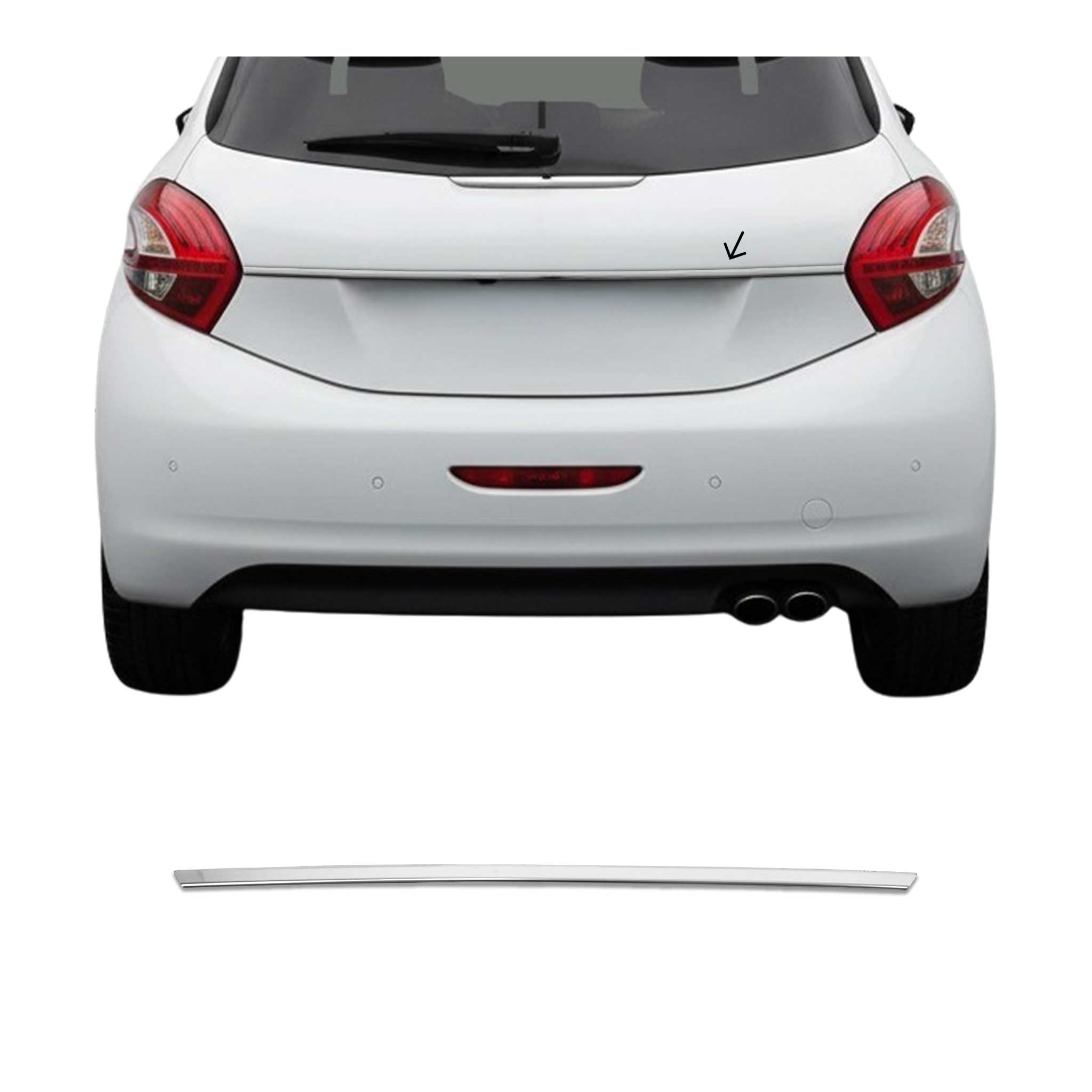 Garniture de Hayon Coffre pour Peugeot 208 2012-2019 acier inox