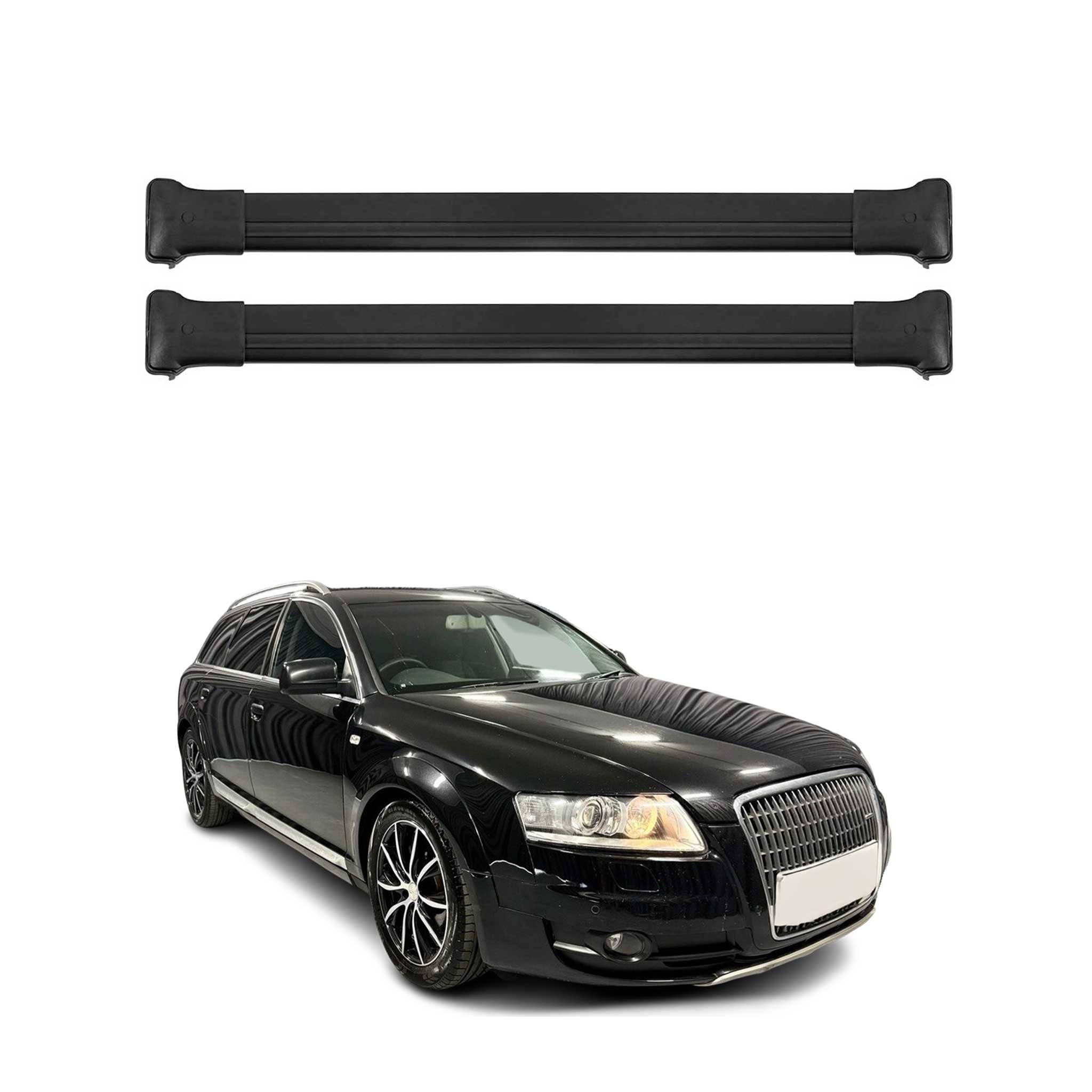 Barres de toit transversales pour Audi A6 Allroad 2006-2011 Aluminium Noir