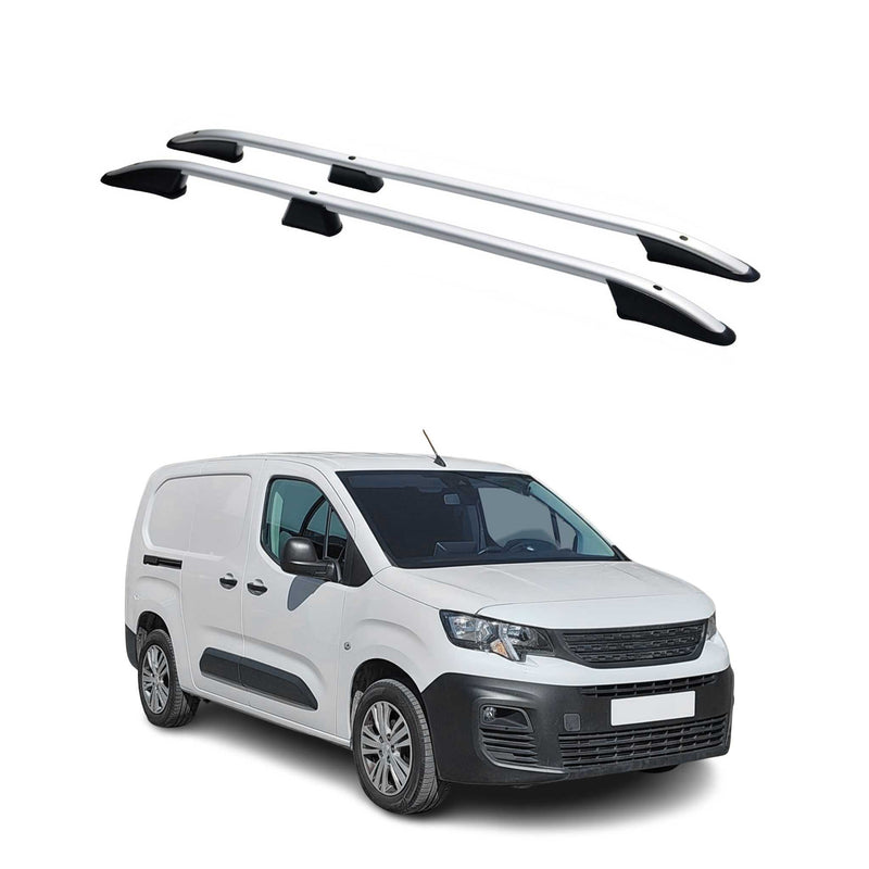 Barres de toit longitudinales pour Peugeot Partner 2018-2024 L2 Aluminium Gris