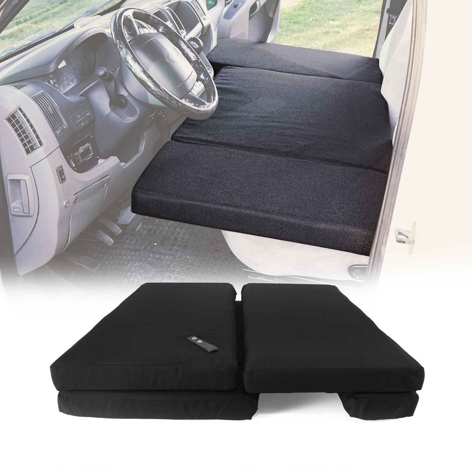 OMAC Matelas de Camping Pliable pour Ford Transit 2006-2014 Noir Polyester