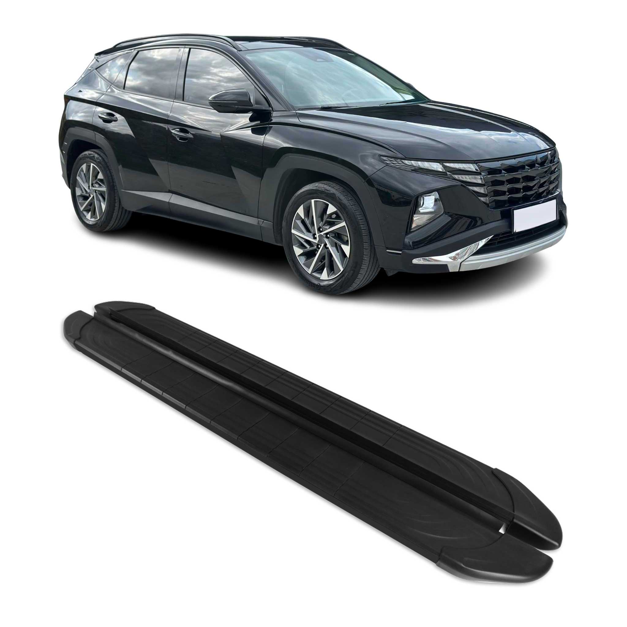 Marchepieds Latéraux pédale pour Hyundai Tucson 2022-2026 2Pcs Aluminium Noir