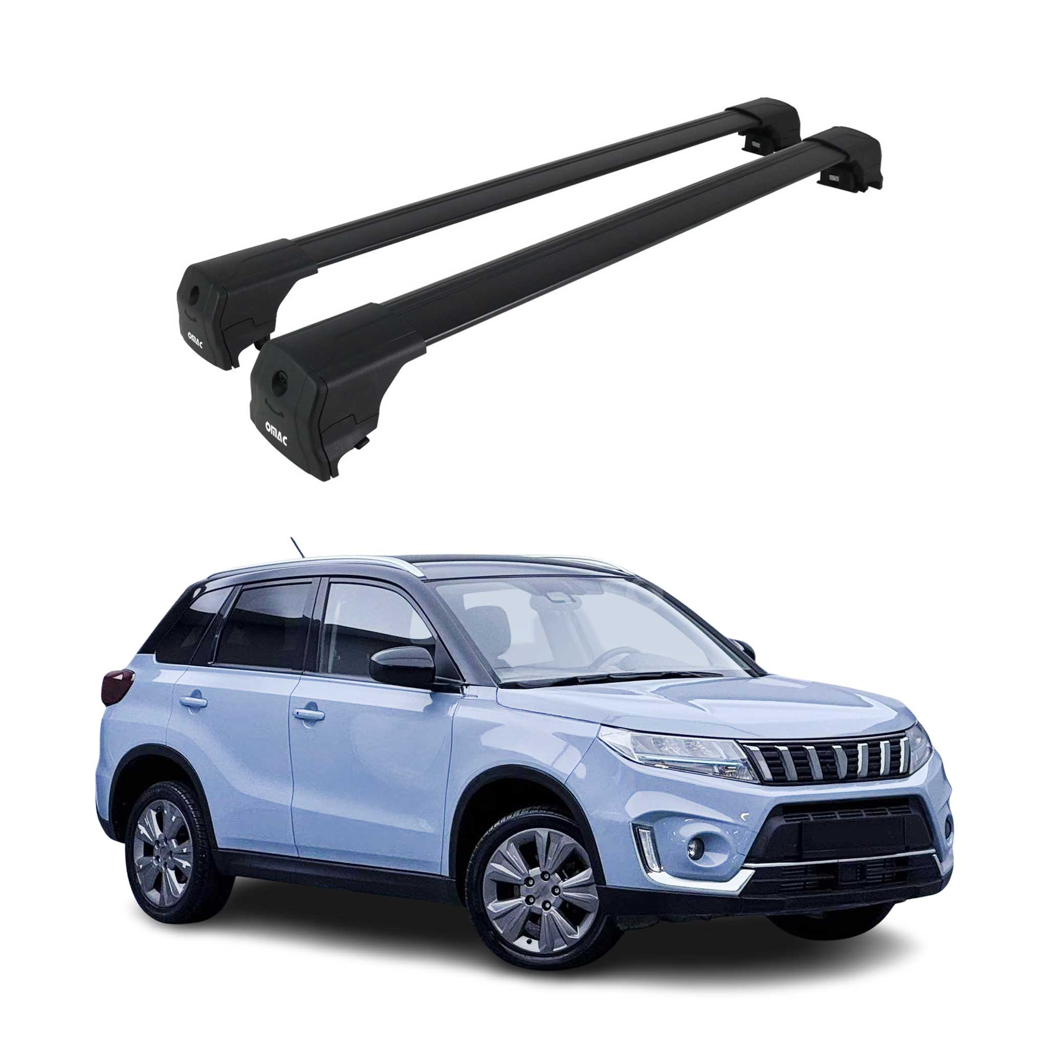 Barres De Toit Transversales pour Suzuki Vitara IV 2015-2026 Aluminium Noir 2Pcs