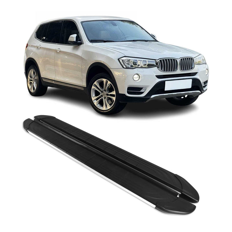 Marchepieds latéraux pédale pour BMW X3 F25 2010-2017 Aluminium Gris Noir 2Pcs