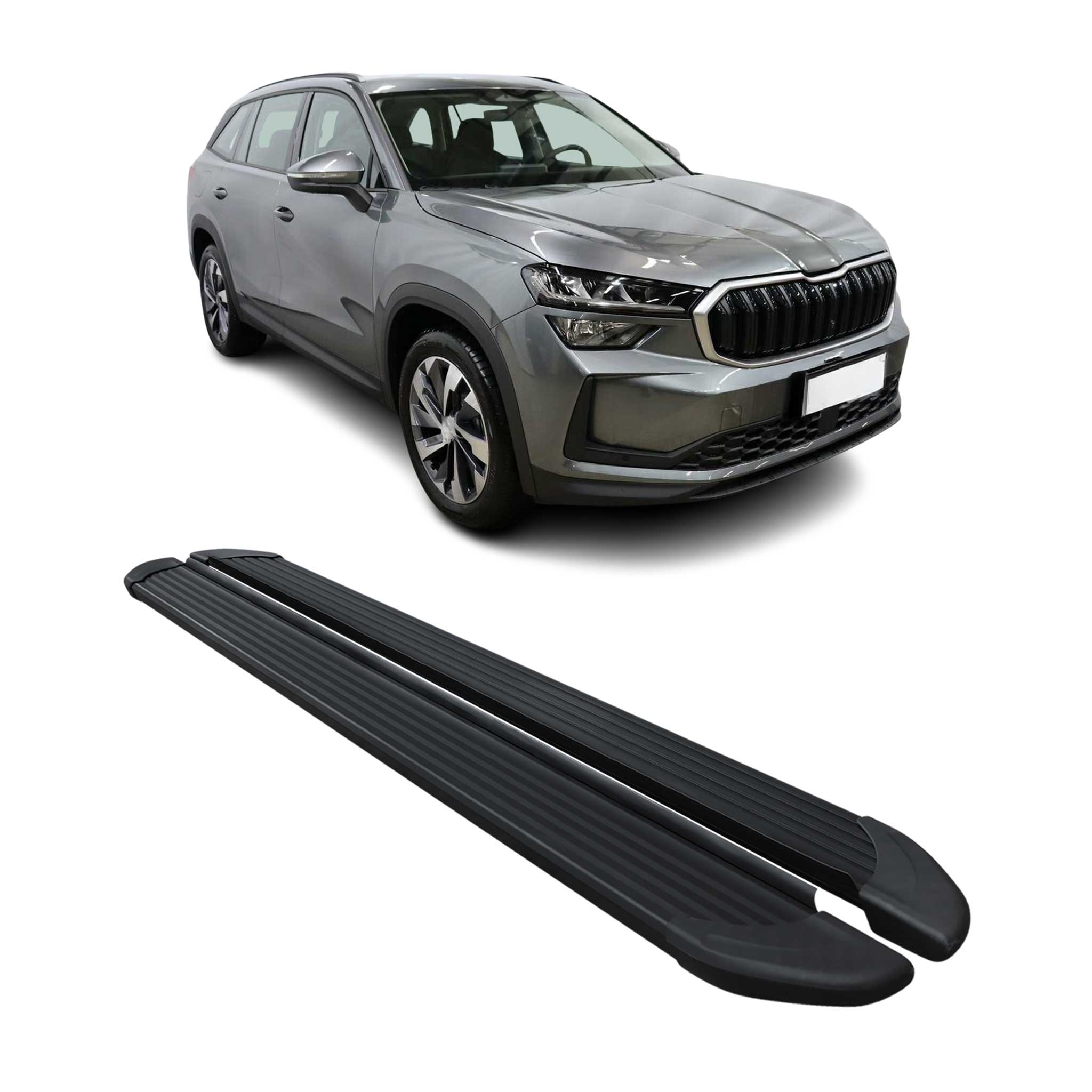 Marchepieds latéraux pédale pour Skoda Kodiaq II 2024-2026 Noir 2Pcs Alu