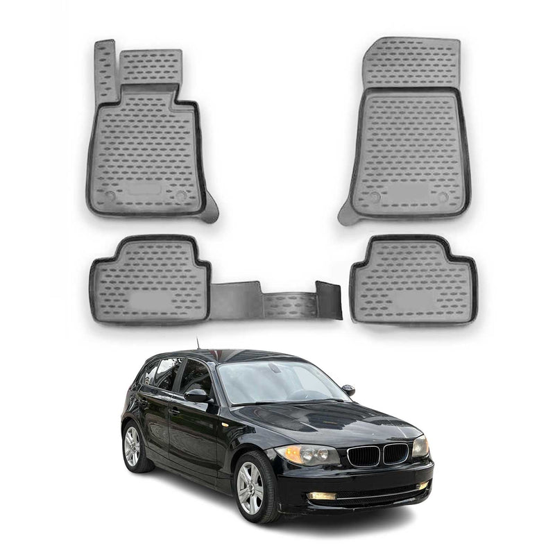 OMAC 3D Tapis de sol pour BMW Série 1 E87 5Portes 2004-2011 TPE Gris 4x