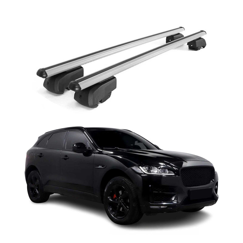 Barres de toit Transversales pour Jaguar F-Pace 2017-2021 Aluminium Gris ABE