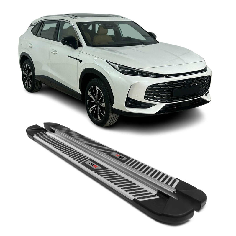 2024-2025 MG HS II Marchepieds Latéraux pédale Alu Gris Noir 2Pcs