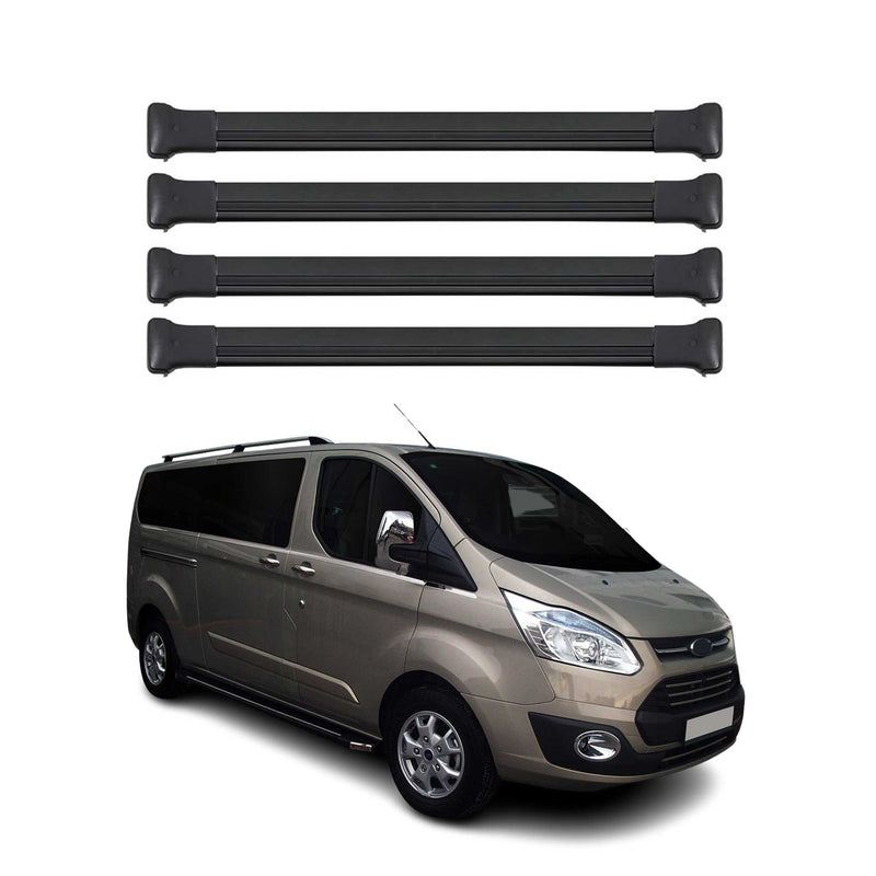 Barres de Toit pour Ford Transit Custom / Tourneo Custom 2012-2023 Alu Noir 4x