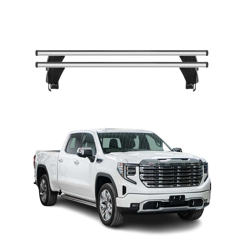 Menabo Barres de toit Transversales pour GMC Sierra IV SD 2019-2024 Alu Gris ABE