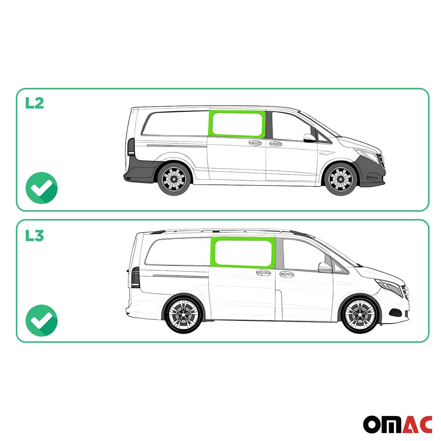 Vitre de Porte pour Mercedes Vito W447 2014-2026 L2 L3 Avant Droit Verre fixe