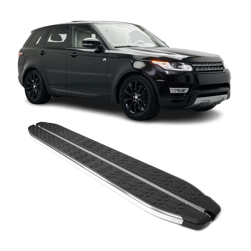 Marchepieds Latéraux pour Range Rover Sport 2013-2024 inox Brillant Argent Noir