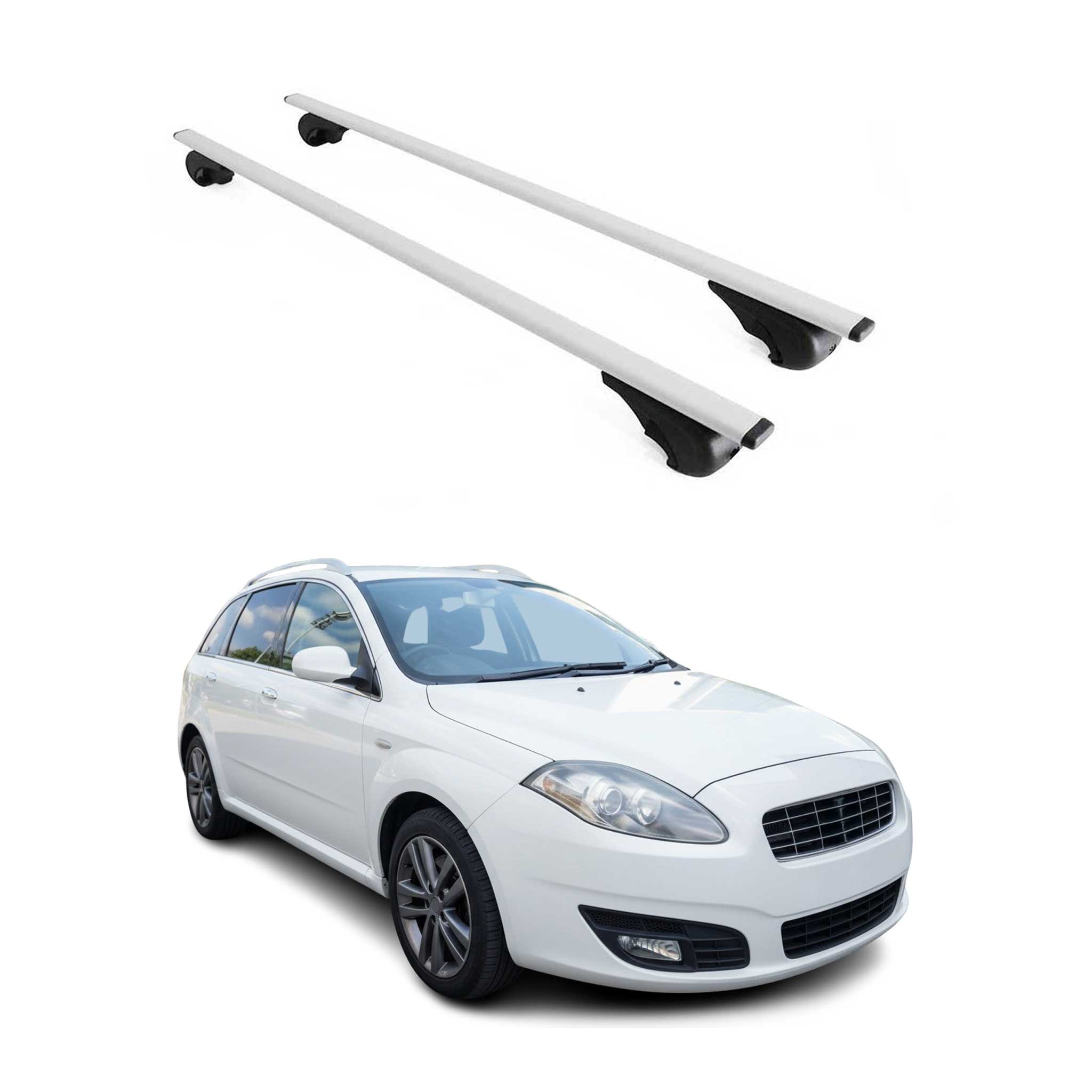 Barres de toit Transversales pour Fiat Croma 2005-2011 Break Fer Argent