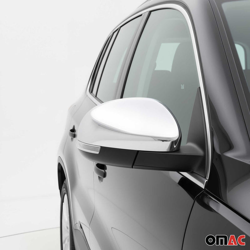 Coques de Rétroviseurs pour VW Tiguan 2007-2016 en Acier Inoxy Chromé Argent
