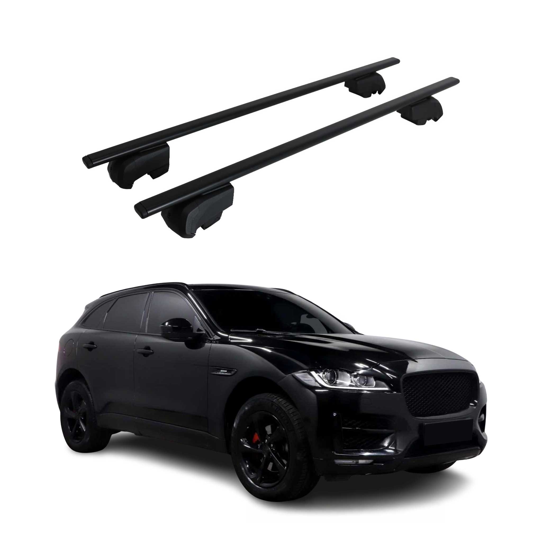 Barres de toit Transversales pour Jaguar F-Pace 2017-2025 Fer Noir ABE